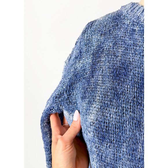 Altuzarra Blue Navy Hand Dyed 100% Silk Ribbon Knit Ombré Top - Picture 11 of 15